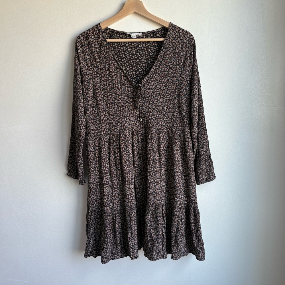 American Eagle Long Sleeve Black Mini Babydoll Dress Size Large - Picture 3 of 6